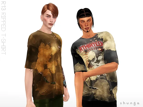 Alpha SHUNGA R13 Ripped Tee - The Sims 4 Custom Content