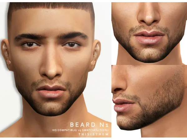 Alpha Beards N1 N2 N3 by ThisIsThem - The Sims 4 Custom Content
