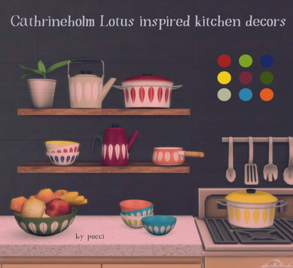 Maxis Match Cathrineholms lotus series inspired kitchen decors by simsfinds - The Sims 4 Custom Content