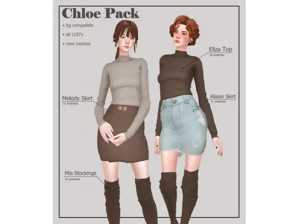Maxis Match Chloe Pack by Sunivaa - The Sims 4 Custom Content