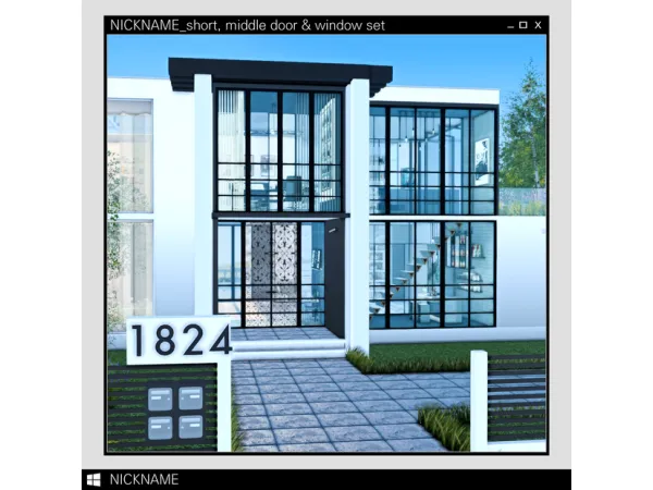 Alpha short middle door window set by give me a nickname - The Sims 4 Custom Content