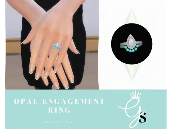 Alpha Opal Engagement Ring by Glitterberry Sims - The Sims 4 Custom Content