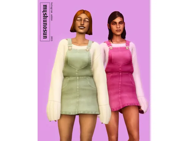 Maxis Match hologram set addon sweater overalls by myshunosun - The Sims 4 Custom Content