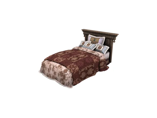 Alpha TheSenseMedieval The Witcher 3 Blood And Wine Beauclair Rich Bed D (Single) - The Sims 4 Custom Content
