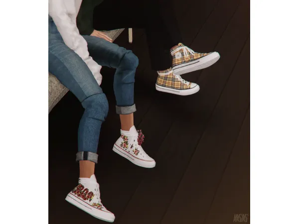 Alpha MMSIMS Positive Sneakers Flowers - The Sims 4 Custom Content