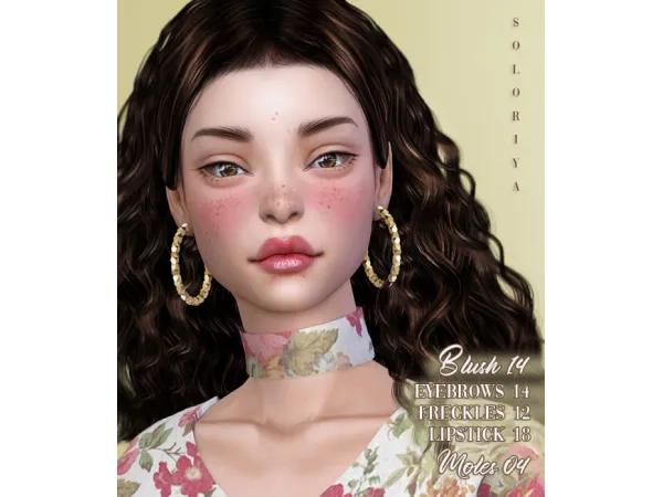 Alpha Blush 14 eyebrows 14 freckles 12 lipstick 18 moles 04 Sims 4 by soloriya - The Sims 4 Custom Content
