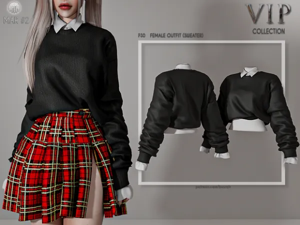 Alpha Female Outfit (SWEATER) P30 tr by busra - The Sims 4 Custom Content