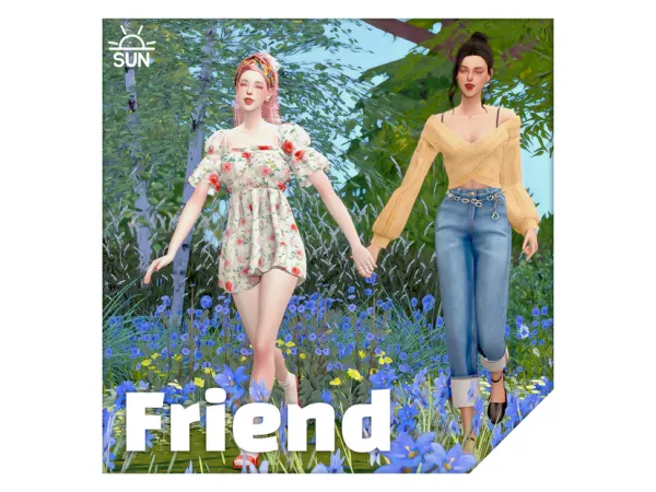 Mix Friend pose (couple poses) by SUNSIMS - The Sims 4 Custom Content