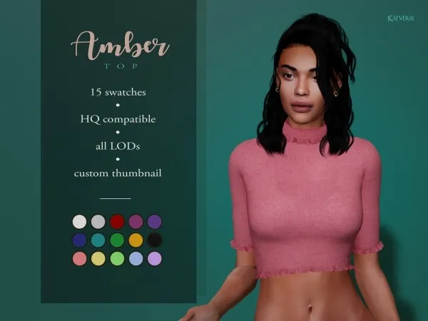 Alpha Amber Top - The Sims 4 Custom Content