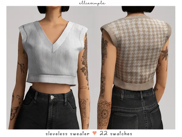 Alpha Elliesimple Sleeveless Sweater - The Sims 4 Custom Content
