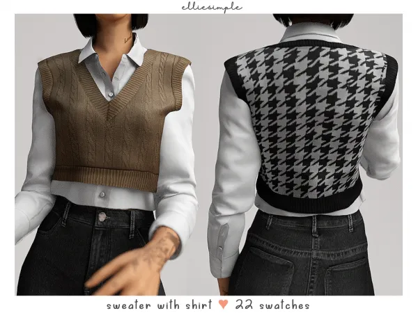 Alpha Elliesimple Sweater with shirt - The Sims 4 Custom Content