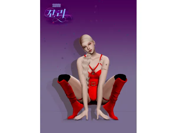Alpha [RIMINGS] SUNMI TAIL(꼬리) Outfit Long Boots Pose by RIMINGS - The Sims 4 Custom Content