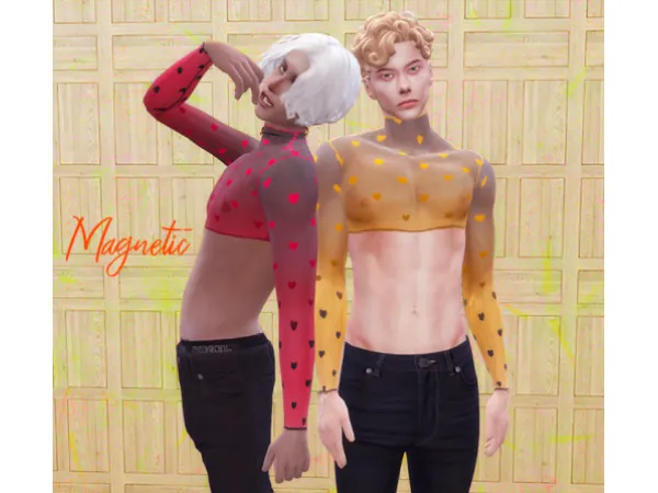 Maxis Match Heart Print Mesh Top - The Sims 4 Custom Content