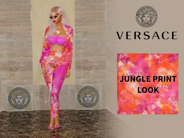 Alpha NICKI MINAJ VERSACE Jungle Print Look - The Sims 4 Custom Content