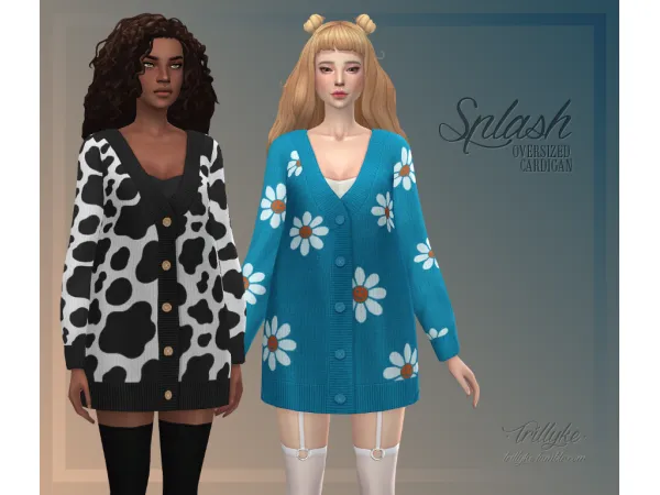 Maxis Match Splash Oversized Cardigan Update 19th May 2022 - The Sims 4 Custom Content
