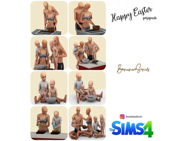 Mix Happy Easter Posepack chocolate face - The Sims 4 Custom Content