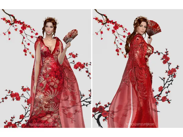 Alpha Spring Blossom Dress by hoanglapsims - The Sims 4 Custom Content