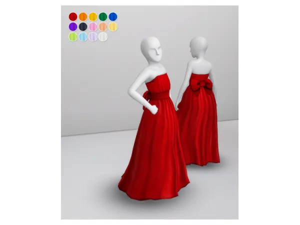 Maxis Match Ribbon Gown for Kids (14 color) by Rusty's - The Sims 4 Custom Content