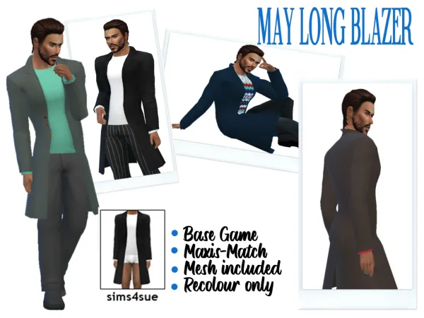 Maxis Match MAYS LONG BLAZER - The Sims 4 Custom Content