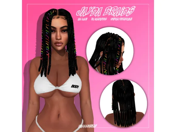Alpha JAYDA BRAIDS by BADDDIESIMS - The Sims 4 Custom Content