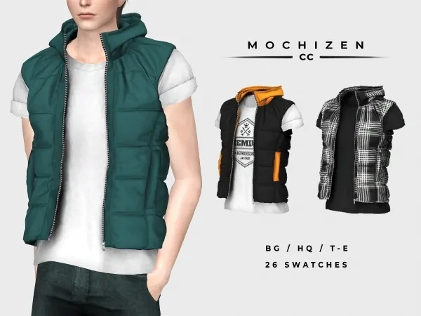 Alpha Mochizen T Shirt and Vest by mochizen-cc - The Sims 4 Custom Content