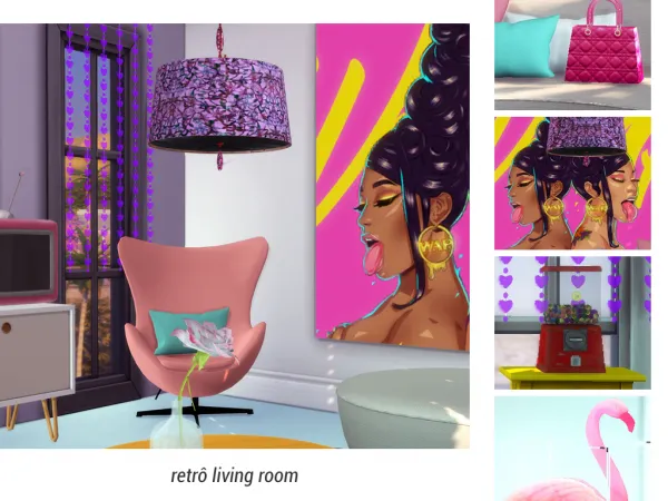 Maxis Match Retrô Living Room - The Sims 4 Custom Content