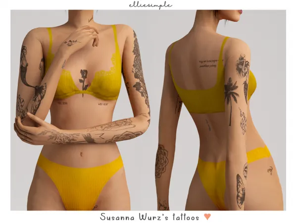 Mix Elliesimple Susanna Wurz's tattoos - The Sims 4 Custom Content
