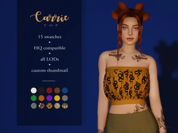 Alpha Carrie Top - The Sims 4 Custom Content