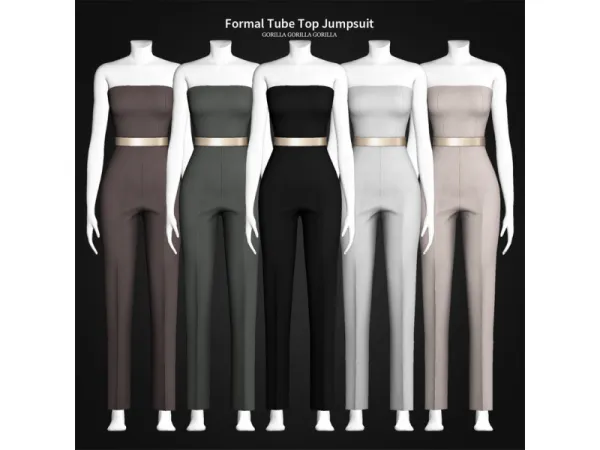 Alpha Formal Tube Top Jumpsuit by Gorilla Gorilla Gorilla - The Sims 4 Custom Content