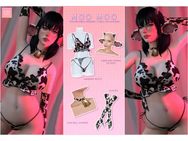 Alpha PEACH REWARD Moomoo Cow Set by ts4eve - The Sims 4 Custom Content