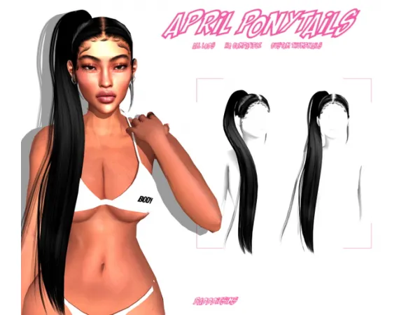 Alpha APRIL PONYTAILS by simsfinds - The Sims 4 Custom Content