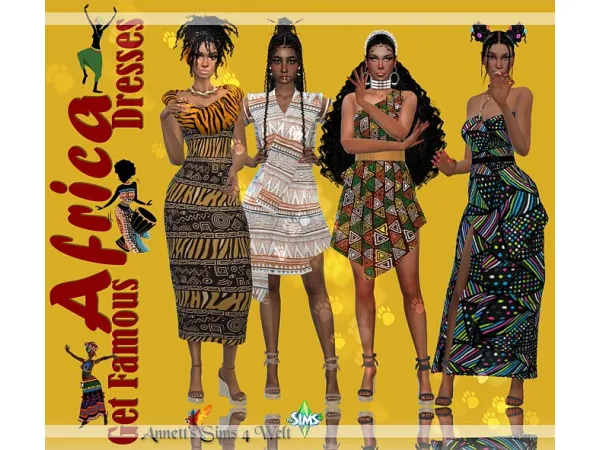 Maxis Match Get Famous AFRICA Dresses - The Sims 4 Custom Content