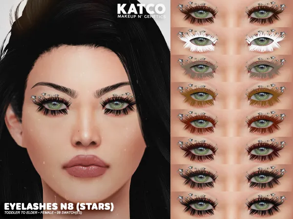 Alpha katco eyelashes 3d n8 (stars) - The Sims 4 Custom Content