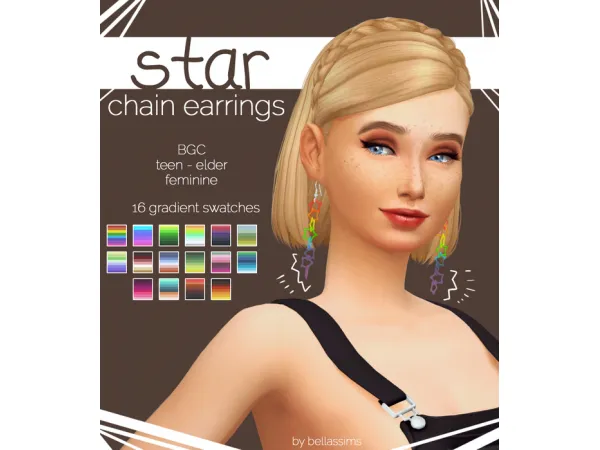Maxis Match Star Chain Earrings by Bellassims - The Sims 4 Custom Content