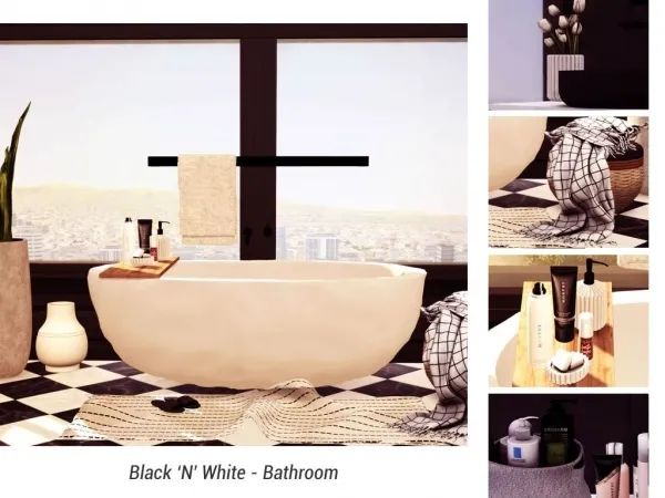 Alpha Black 'N' White Bathroom - The Sims 4 Custom Content