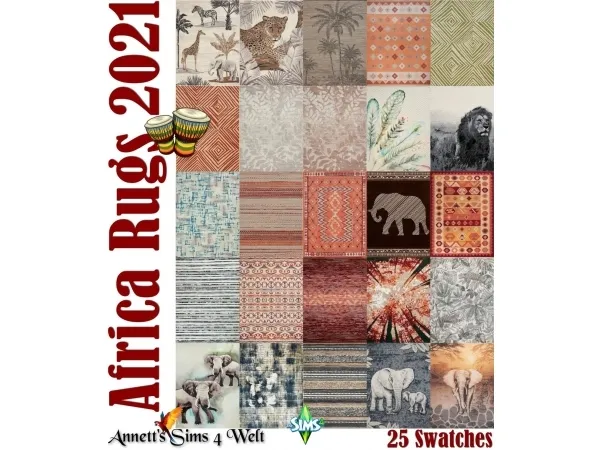 Mix AFRICA Rugs 2021 - The Sims 4 Custom Content