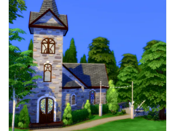 Maxis Match olde stone church - The Sims 4 Custom Content