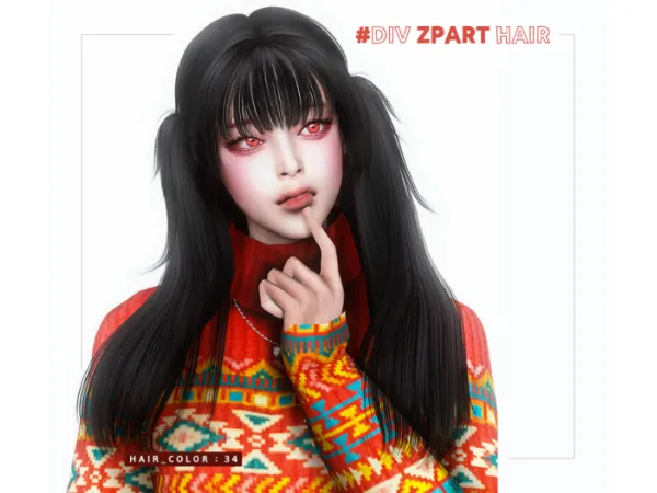 Alpha SIMS4 Zpart Hair by TS4 DIV - The Sims 4 Custom Content