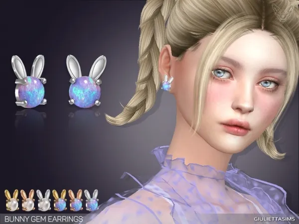 Alpha Bunny Gem Earrings - The Sims 4 Custom Content