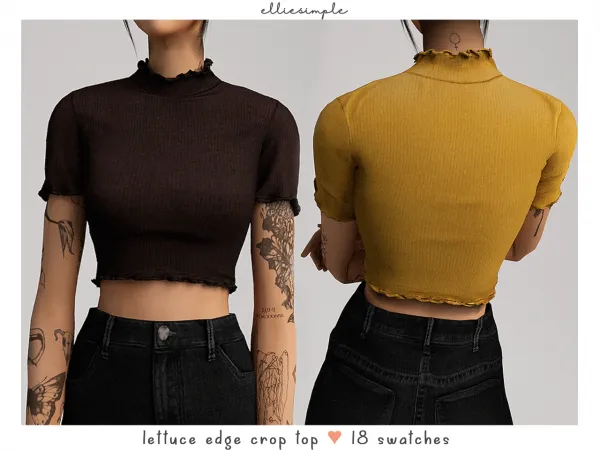 Alpha Elliesimple Lettuce Edge Crop Top by elliesimple - The Sims 4 custom content