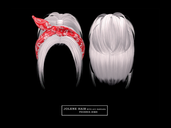 Alpha Jolene Hair with ACC Bandana by phoenixsims4 - The Sims 4 Custom Content
