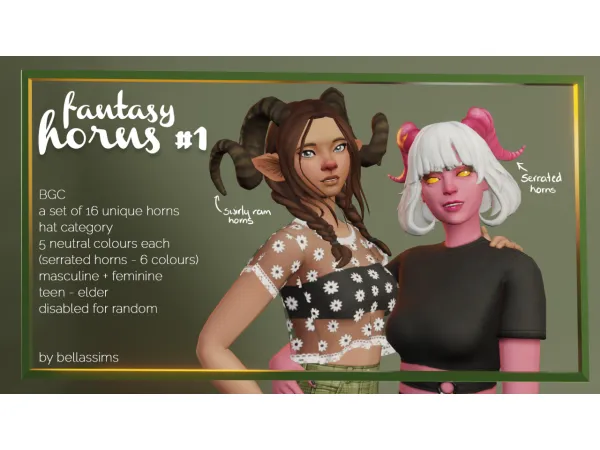 Maxis Match Fantasy Horns 1 by bellassims - The Sims 4 Custom Content