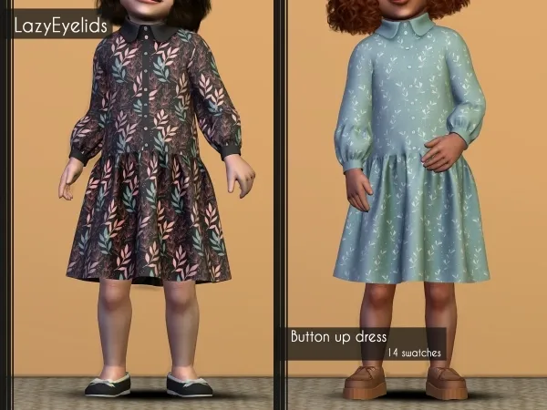 Alpha Button up dress - The Sims 4 Custom Content