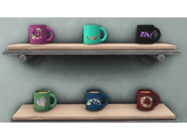 Maxis Match Flowery Coffee Mugs - The Sims 4 Custom Content