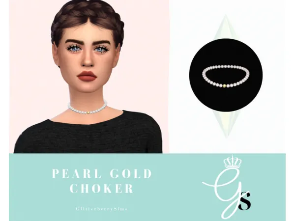 Mix Pearl Gold Choker by Glitterberry Sims - The Sims 4 Custom Content