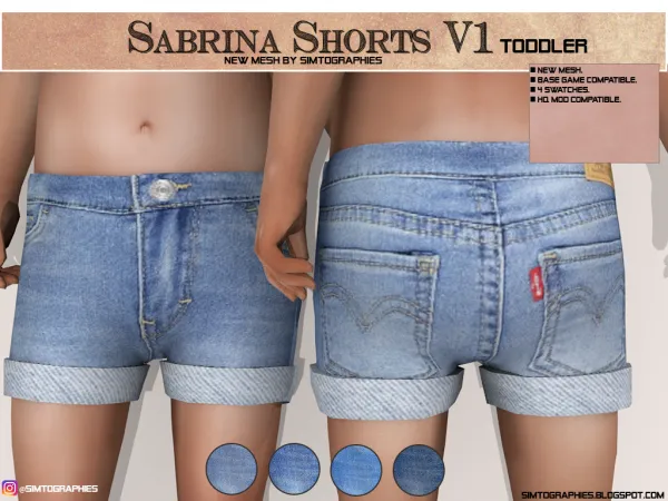 Alpha Sabrina Shorts (ALL AGES) - The Sims 4 Custom Content