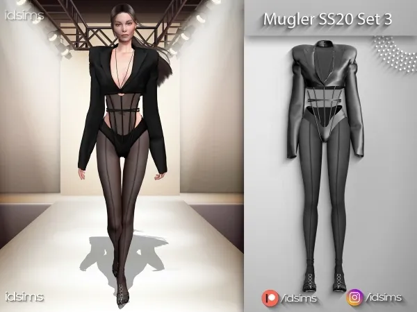 Alpha Mugler SS20 Set 3 by polygoncouture - The Sims 4 Custom Content