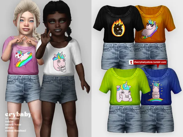 Alpha crybaby love burst shirt + shorts by crybaby - The Sims 4 custom content
