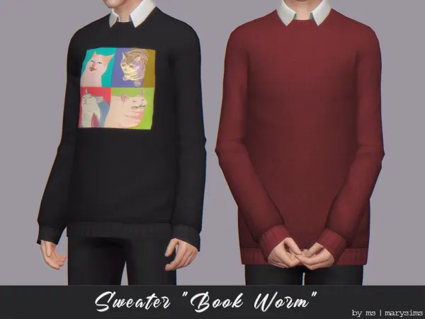 Maxis Match Sweater Book Worm - The Sims 4 Custom Content