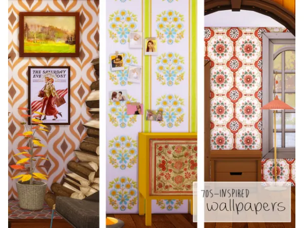 Maxis Match 70s inspired wallpapers by daniparadise - The Sims 4 Custom Content